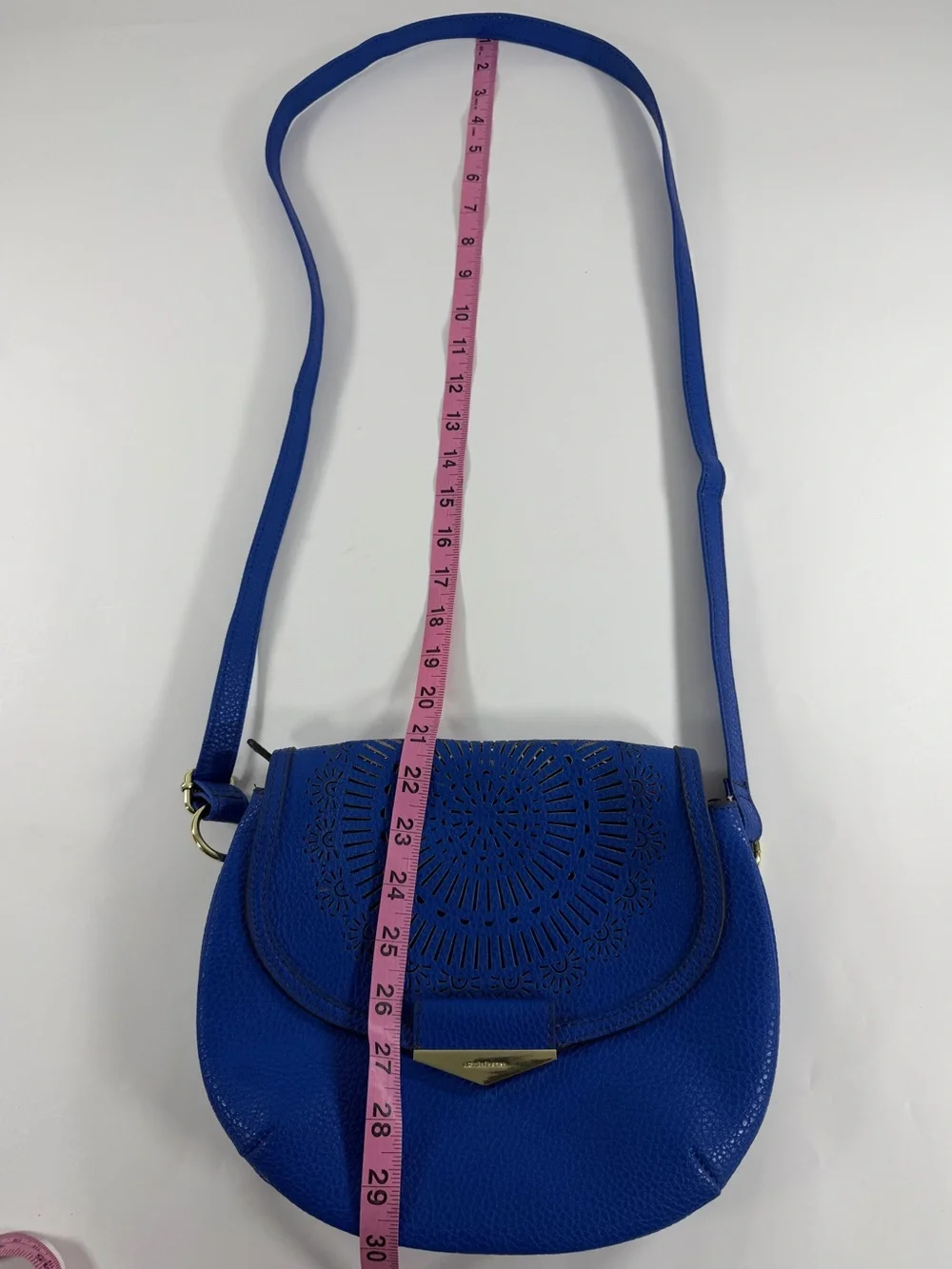 Liz Claiborne Royal Blue Laser-Cut Saddle Crossbody‎